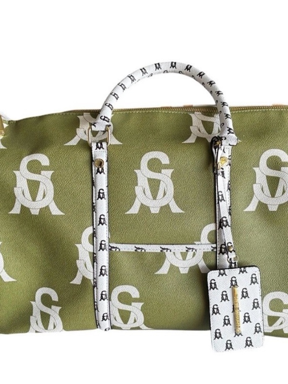 Steve Madden Olive Green and White Logo Tote